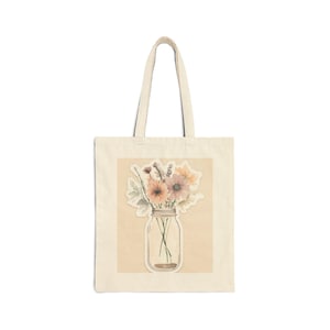 Floral Canvas Tote Bag | Eco-Friendly, Reusable Shopping Bag, Perfect for Toteing, Gifts, Beach Trips, and Everyday Use