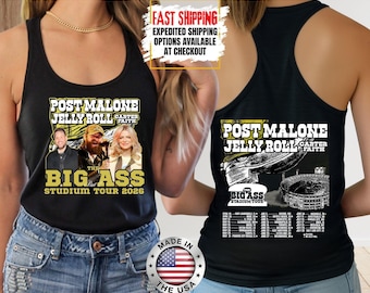 Camiseta sin mangas de la gira Jelly Roll Big Ass Stadium 2026 de Post Malone, camiseta sin mangas de música rap, camiseta sin mangas de concierto Jelly Roll, camiseta sin mangas de concierto Jelly Roll