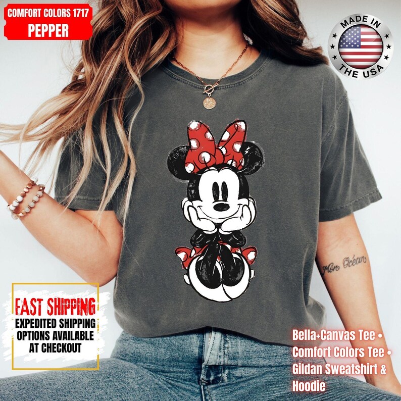 Disney Classic Minnie Mouse Shirt Retro Minnie T-Shirt for Disneyland Trip, Disneyland Holiday Family Matching Shirt, Disney Minnie Gift Tee image 14
