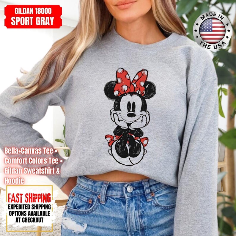 Disney Classic Minnie Mouse Shirt Retro Minnie T-Shirt for Disneyland Trip, Disneyland Holiday Family Matching Shirt, Disney Minnie Gift Tee image 8