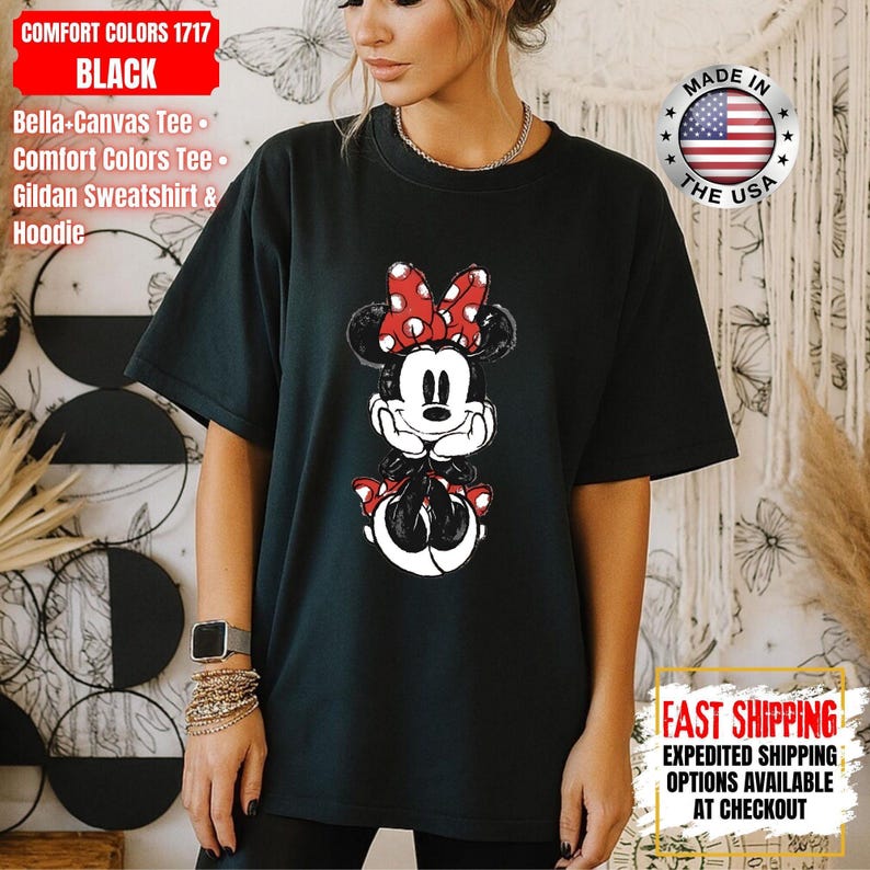 Disney Classic Minnie Mouse Shirt Retro Minnie T-Shirt for Disneyland Trip, Disneyland Holiday Family Matching Shirt, Disney Minnie Gift Tee image 15