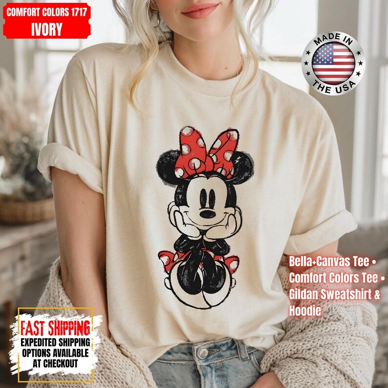 Disney Classic Minnie Mouse Shirt Retro Minnie T-Shirt for Disneyland Trip, Disneyland Holiday Family Matching Shirt, Disney Minnie Gift Tee image 6