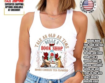 Retro Belle's Book Club Tank Top, Belle Princess Tank Top, Tale As Old As Time Beauty and the Beast Tank Top, Book Lover Gift, Bookish Tank