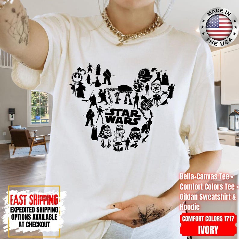 Disney Star Wars Shirt, Mandalorian Sweatshirt, Darth Vader Comfort Colors Shirt, Chewbacca Shirt, Star Jedi Shirt, Luke Skywalker Tee image 1