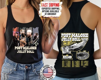 Post Malone Jelly Roll Big Ass Stadium 2026 Tour Tank Top, Rap Music Tank Top, Jelly Roll Concert Tank Top, Jelly Roll Concert Tank Top