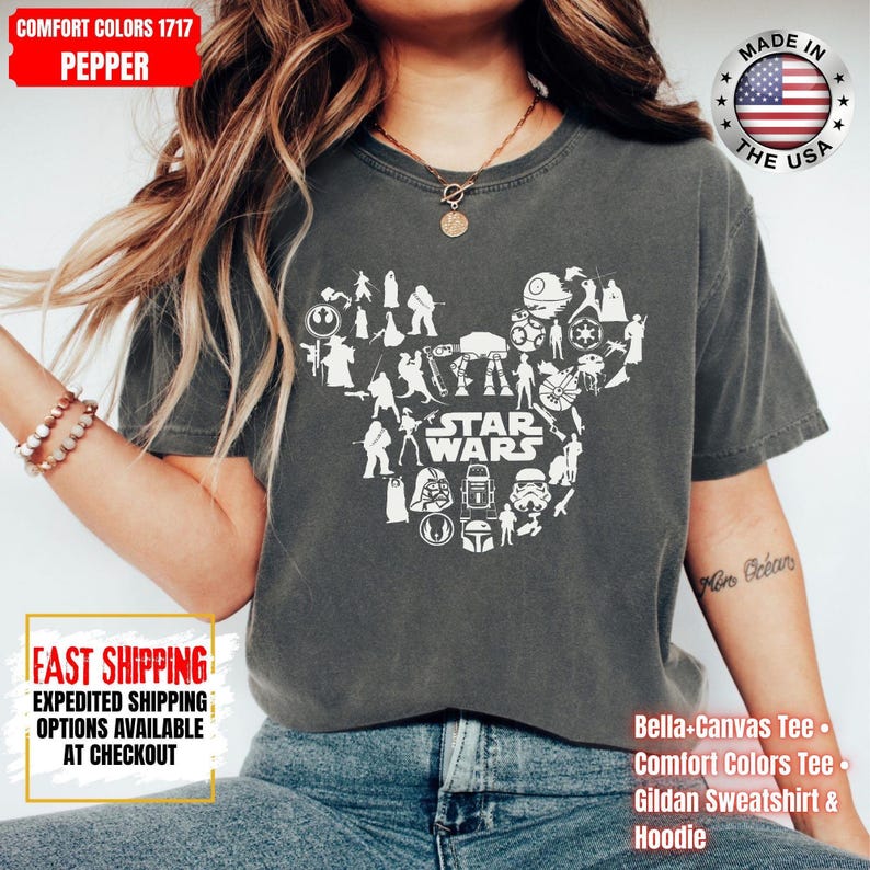 Disney Star Wars Shirt, Mandalorian Sweatshirt, Darth Vader Comfort Colors Shirt, Chewbacca Shirt, Star Jedi Shirt, Luke Skywalker Tee image 15