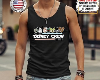 Disney Crew Star Wars Tank Top, Mandalorian Tank Tee, Galaxy's Edge/Darth Vader Women Racerback and Men Tank Top