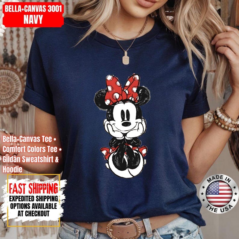 Disney Classic Minnie Mouse Shirt Retro Minnie T-Shirt for Disneyland Trip, Disneyland Holiday Family Matching Shirt, Disney Minnie Gift Tee image 12