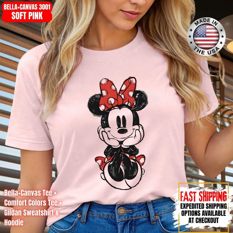 Disney Classic Minnie Mouse Shirt Retro Minnie T-Shirt for Disneyland Trip, Disneyland Holiday Family Matching Shirt, Disney Minnie Gift Tee image 3