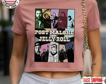 Top corto Post Malone Jelly Roll Big Ass Stadium Tour 2026, camiseta sin mangas para mujer y hombre