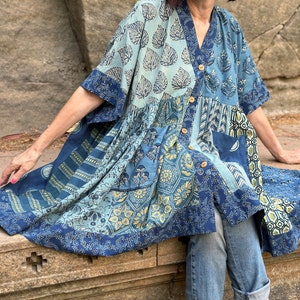 Kaftan tunic in hand printed cotton. image 7