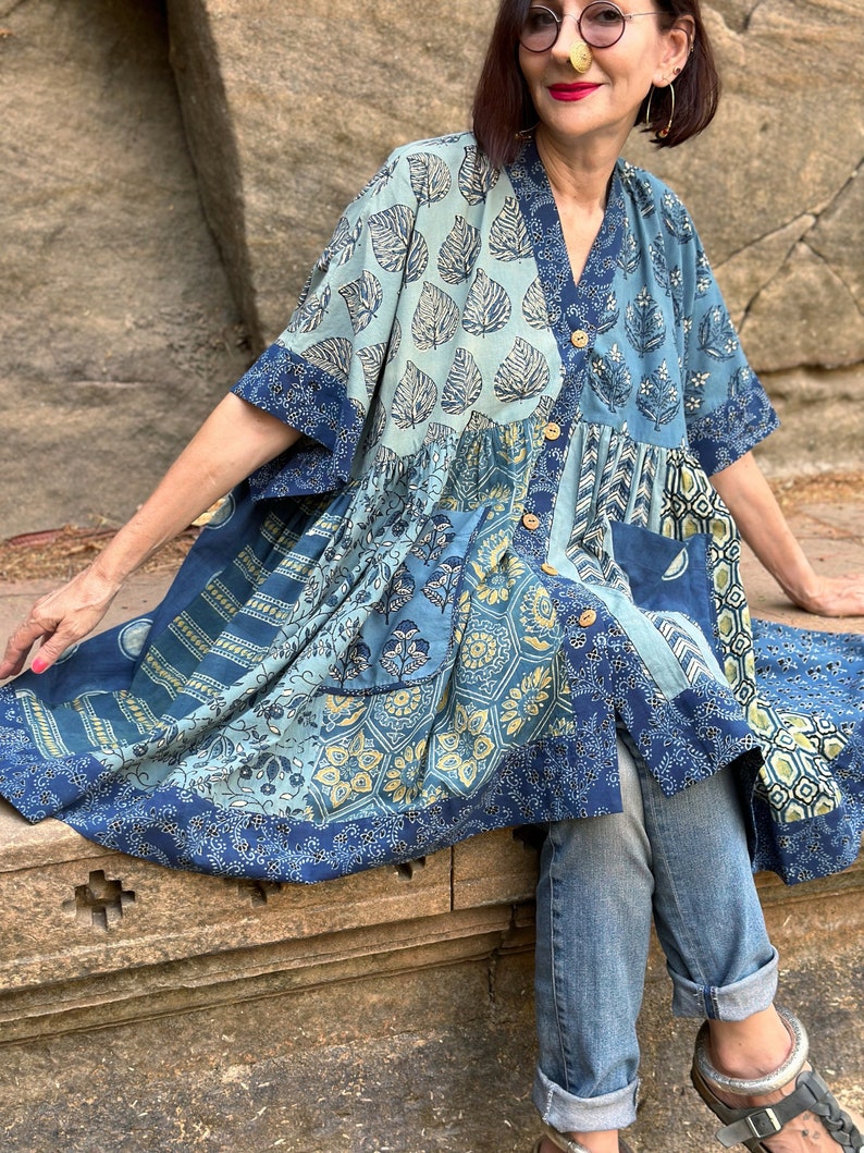 Kaftan tunic in hand printed cotton. image 7