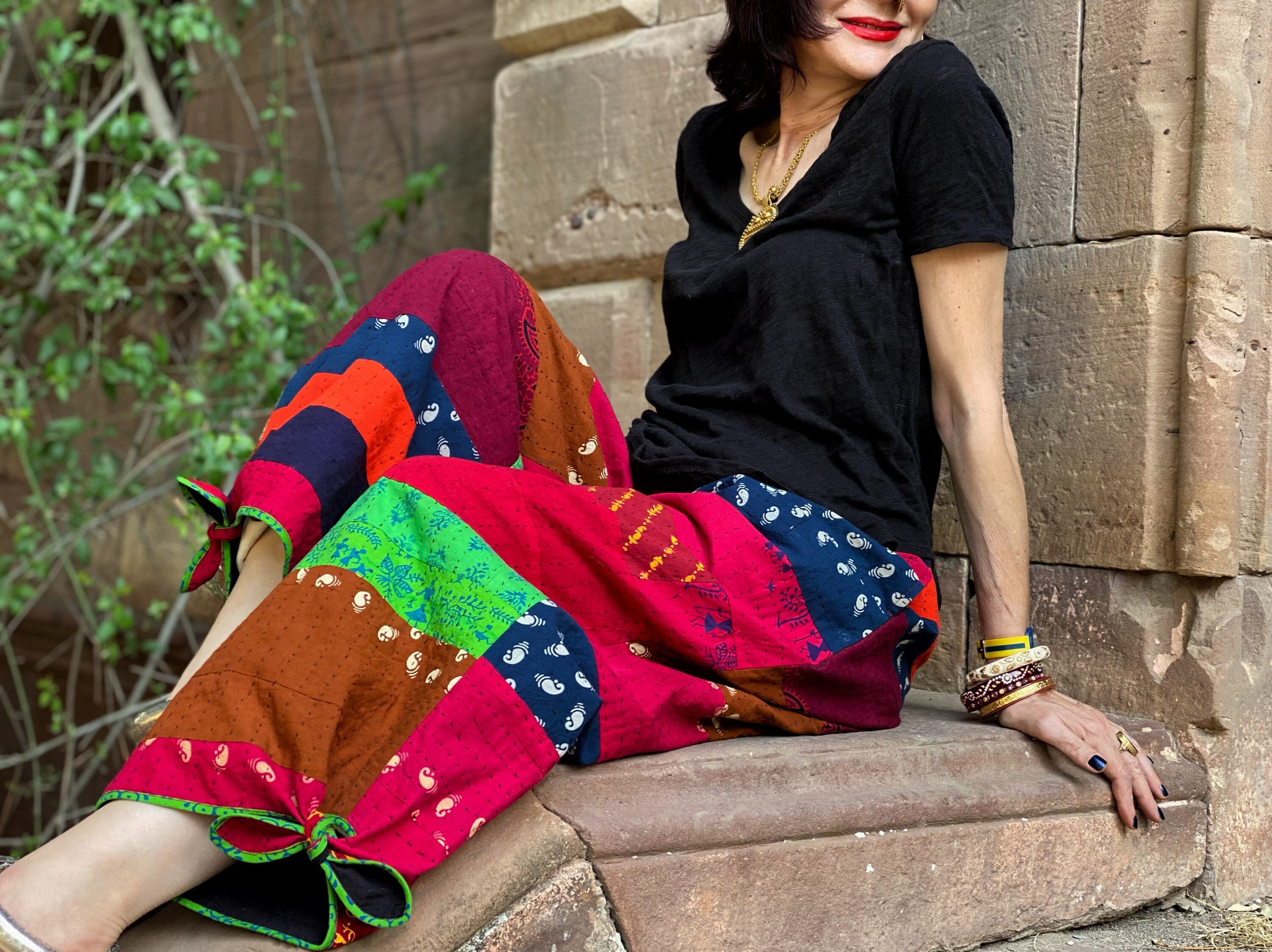 Cotton Patchwork Sweatpants With a 