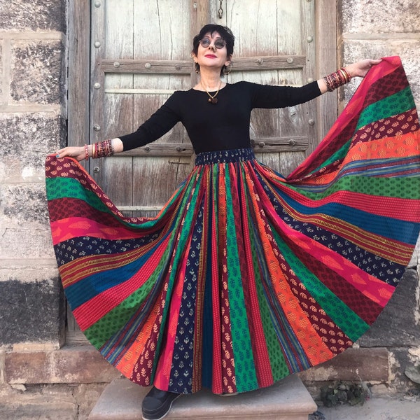 Rainbow dancing skirt, is a colorful maxi skirt perfect for party dressing and festival style