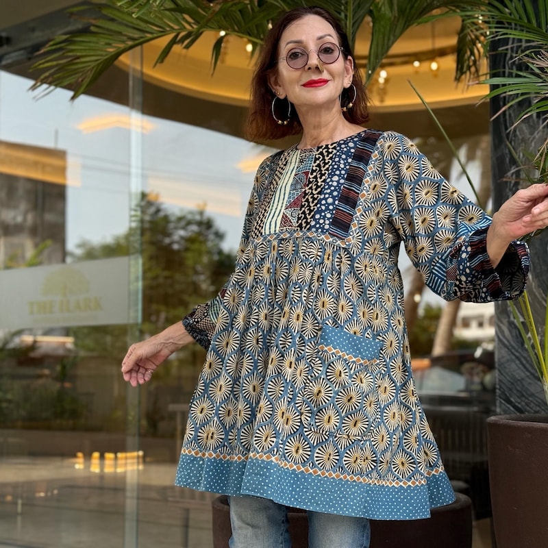 Patchwork Panel Accent A-Line Tunic main image 1