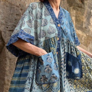 Kaftan tunic in hand printed cotton. image 6