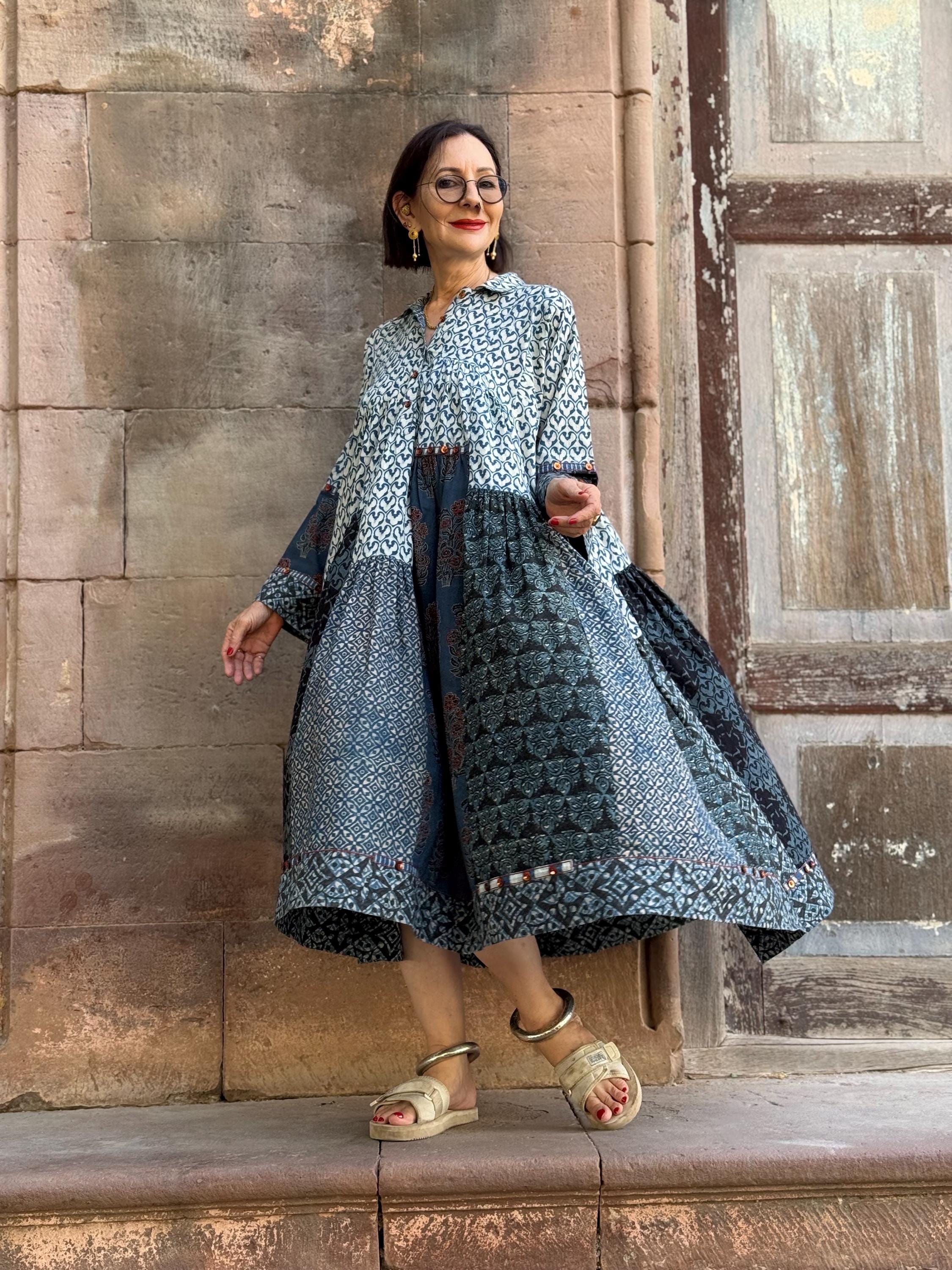 white christmas dresses Buy Ajrakh Dress Block Print Cotton main image 1