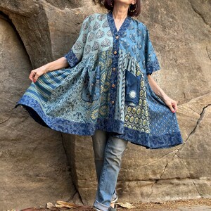 Kaftan tunic in hand printed cotton. image 5