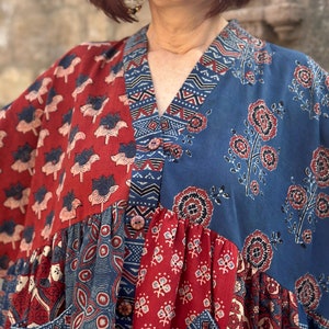 Kaftan tunic in hand printed cotton image 8