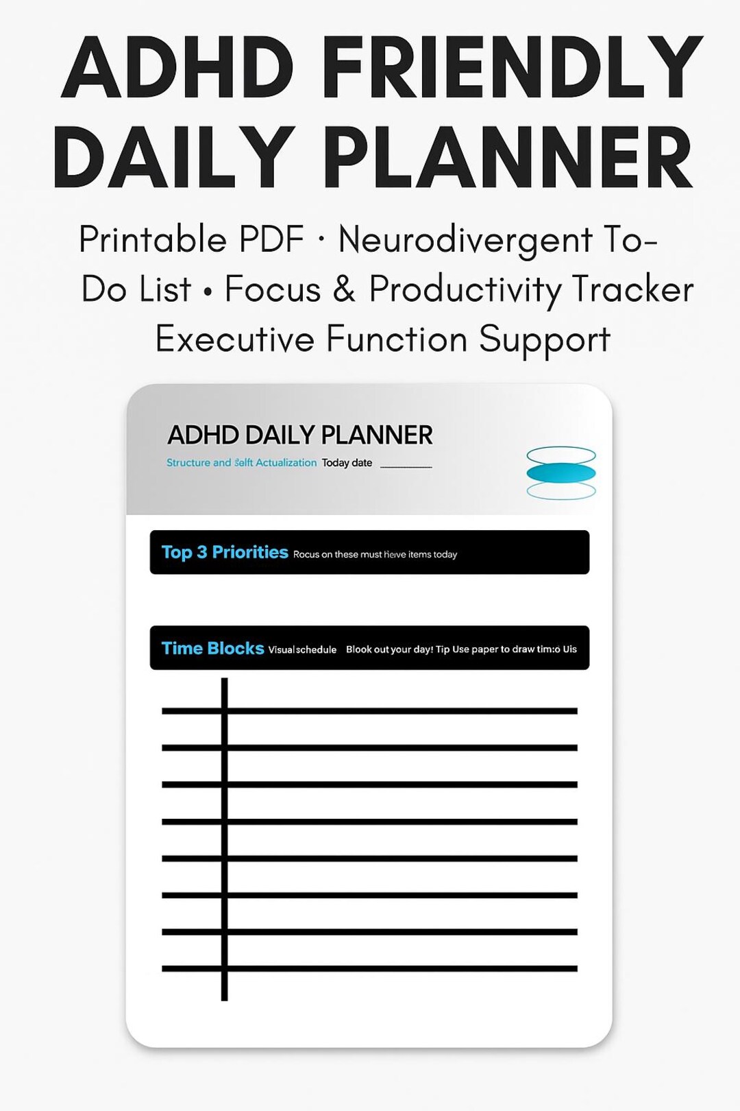 ADHD Friendly Daily Planner Printable PDF - Neurodivergent To-do List ...