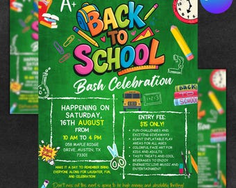 Back To School Bash Flyer, DIY Flyer Template Design, Community Event Flyer, Back To School Party Invite Flyer, Premade Invitation Flyer