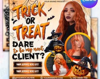 October Booking Flyer, Halloween Booking Flyer Template, Hair Lash Nail Salon Appointment Canva Template, Halloween Event Flyer, Canva
