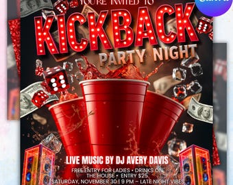 Party-Flyer, bearbeitbarer Club-Flyer, DJ-Party-Einladung, Event-Flyer, Social-Media-Flyer, Canva-Vorlage, Sofort-Download