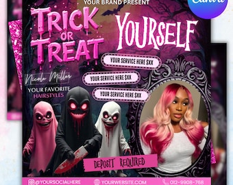 October Booking Flyer, Halloween Booking Flyer, Spooky Season, October Hair Wax Lash Nails MUA Braids Makeup Wig Locs Esthe Booking Flyer