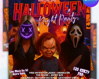 Editable Halloween Party Flyer Template: Social Media, Canva (Instant Download)