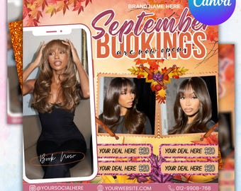 Fall September Booking Flyer, Lash Hair Nails (DIY Canva)