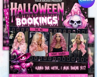 Halloween Bookings Flyer, Hair, Nails, Makeup (Digital Template)