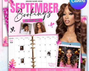 September Hair Salon Booking Flyer Template (Canva Editable)