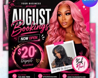 August Booking Flyer, Back to School Appointments, Editable Canva Template (Digital Download)