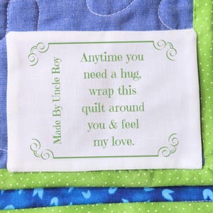 Custom Quilt Label Fabric Patch Sew in Blanket Tag Memory Name Identification Textile Marker Handmade Gift Baby Keepsake Heirloom Sublimated