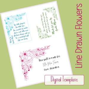 Quilt Label Vorlage Digital Download Druckbare Tag für Decke Sublimierte Handmade Custom Design Blatt Muster Canva Personalisierte Nähen