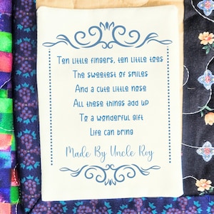 Personalized Quilt Label Fabric Tag Custom Crown Princess Tiara Blanket Patch Sublimated Handmade Maker Gift Baby Identification Royal