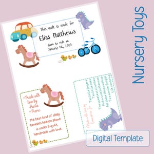 Quilt Label Template Digital Download Printable Tag for Blanket Fabric Label Custom Design Sublimated Quilt Identification Patch Handmade