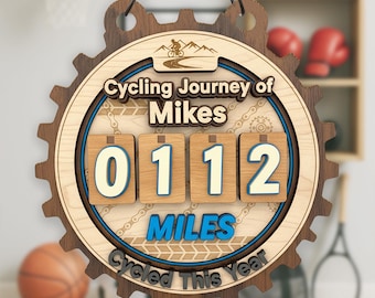 Cycling Miles Tracker Sign, Custom Bike Journey Counter, Personalized Cycling Log Decor, Biker Mileage Sign, Gift for Cyclists