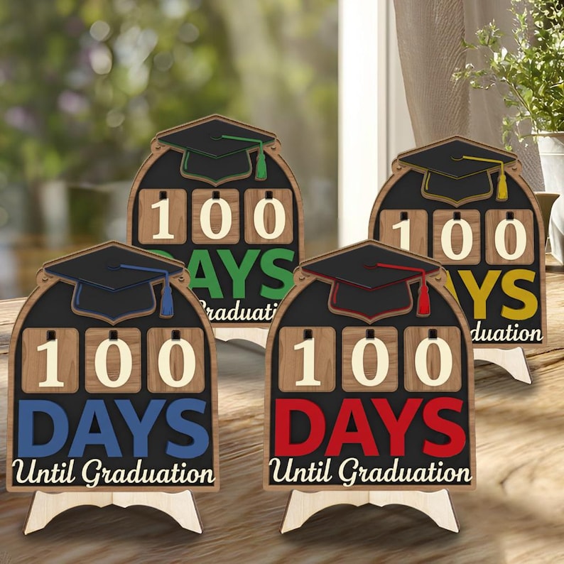 Graduation Background Countdown Timer Graduation Countdown Sign, Personalized Student Tracker, Wooden School ...