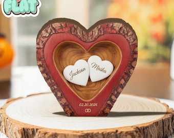 Personalisierte Herz 2D FLAT Holzblock, benutzerdefinierte Paar Name Andenken, Jubiläumsgeschenk, Hochzeitsdeko, Verlobungsgeschenk, romantisches Holzschild