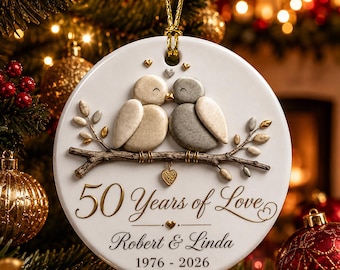 50th Anniversary Ornament, Personalized Golden Anniversary Gift, 50 Years of Love Keepsake, Custom Couple Christmas Ornament