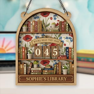 Suivi de lecture de livres floraux, enseigne de lecture personnalisée, décoration d&#39;étagère de bibliothèque personnalisée, cadeau amateur de livres pour lecteurs et enseignants