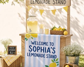 Personalized Lemonade Stand Banner, Custom Lemon Stand Banner, Kids Business Banner, Farmers Market Decor, Summer Party Sign