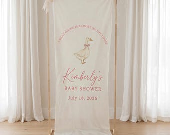 Silly Goose Baby Shower Banner, Custom Name Welcome Sign