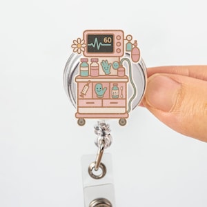 Anesthesia Badge Reel, Cute Anesthesiologist ID Holder, Medical Cart Badge Clip, OR Nurse Gift, Funny Hospital Badge Reel