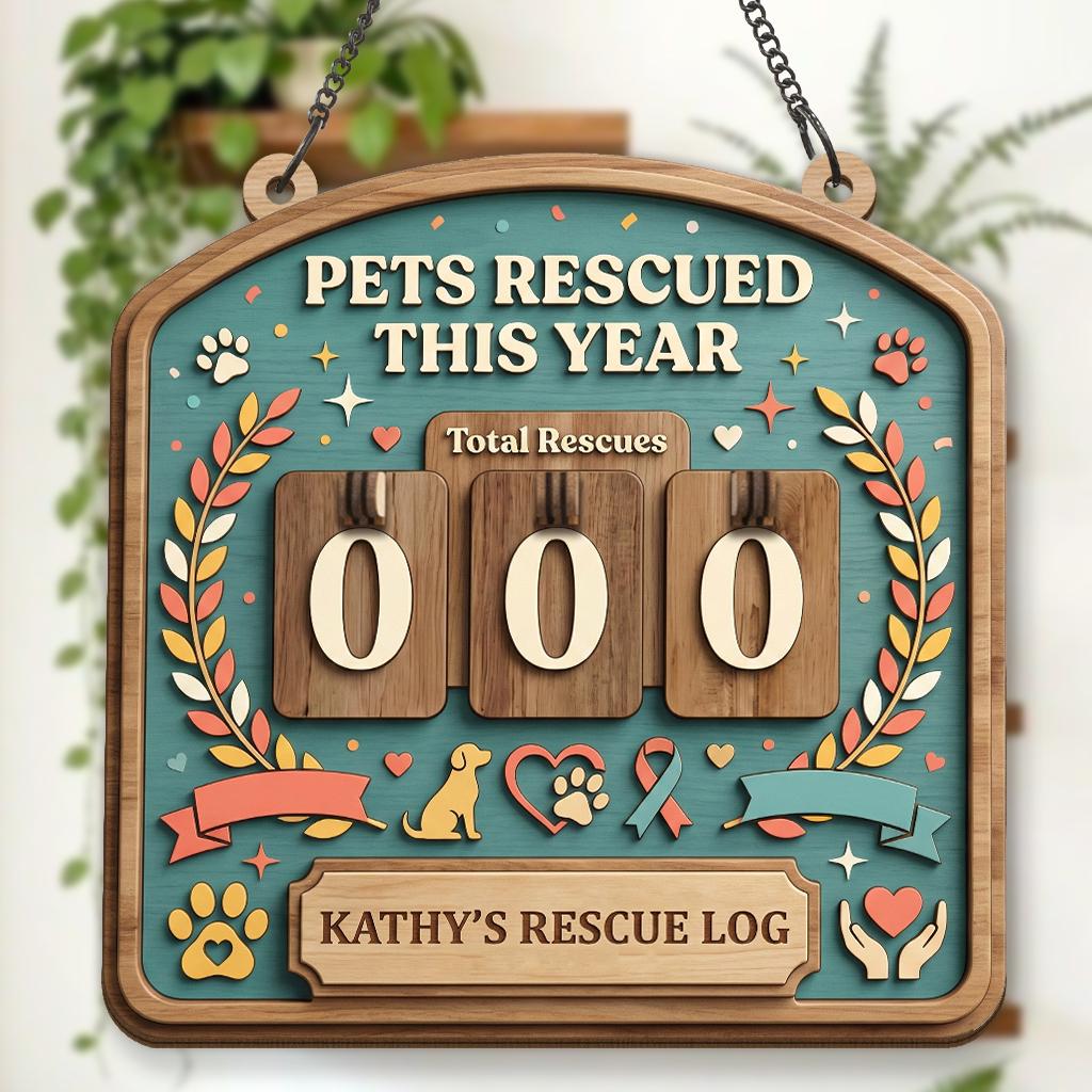 Personalized Pet Rescue Tracker Sign, Pets Rescued Counter Board ...
