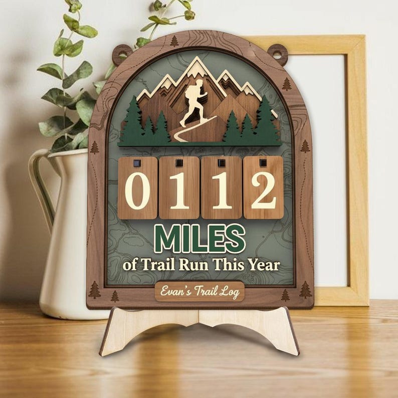 Trail Running Miles Tracker Sign, Custom Trail Run Log, Mountain Runner ...