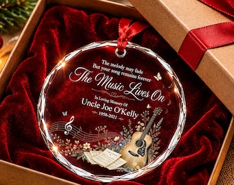 Personalized Music Memorial Ornament, Guitar Remembrance Gift, Musician Sympathy Keepsake, In Loving Memory Christmas Ornament