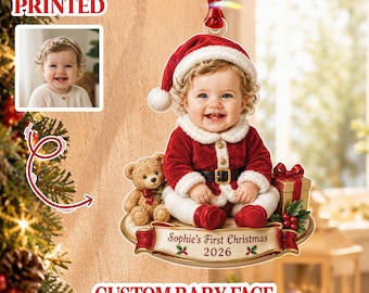 Personalized Baby First Christmas Ornament, Custom Baby Face Ornament, Baby’s First Christmas 2026, Newborn Christmas Keepsake