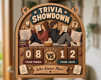 Personalized Trivia Score Tracker, Couple Trivia Night Sign, Custom Game Night Scoreboard, Trivia Lover Gift, Date Night Game Decor